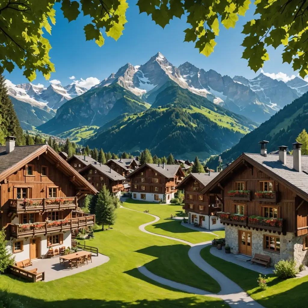 Gstaad Switzerland Mountains Chalets
